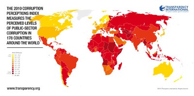 2010 Transparency International, The Corruption Perceptions Index Report Map 800